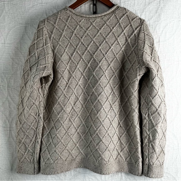 Lands End Cotton Blend Rollneck Sweater Women M Beige Donegal Knit Oatmeal Tweed - Picture 15 of 16